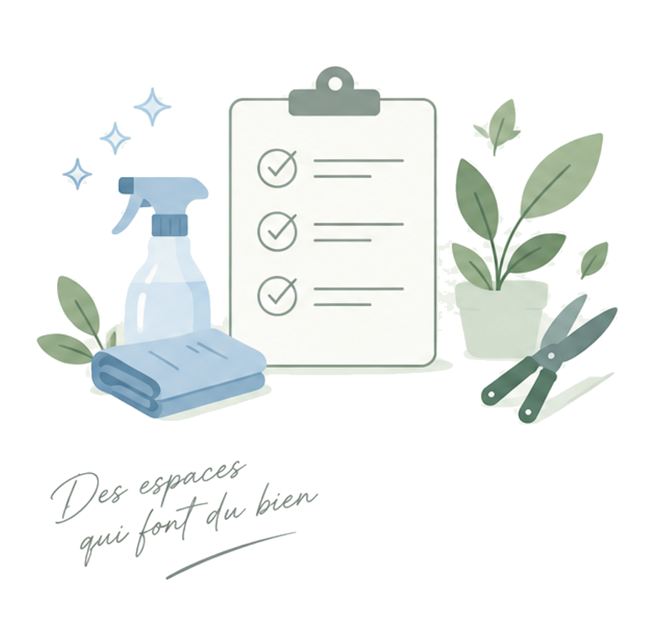 Illustration des services de nettoyage et de jardinage